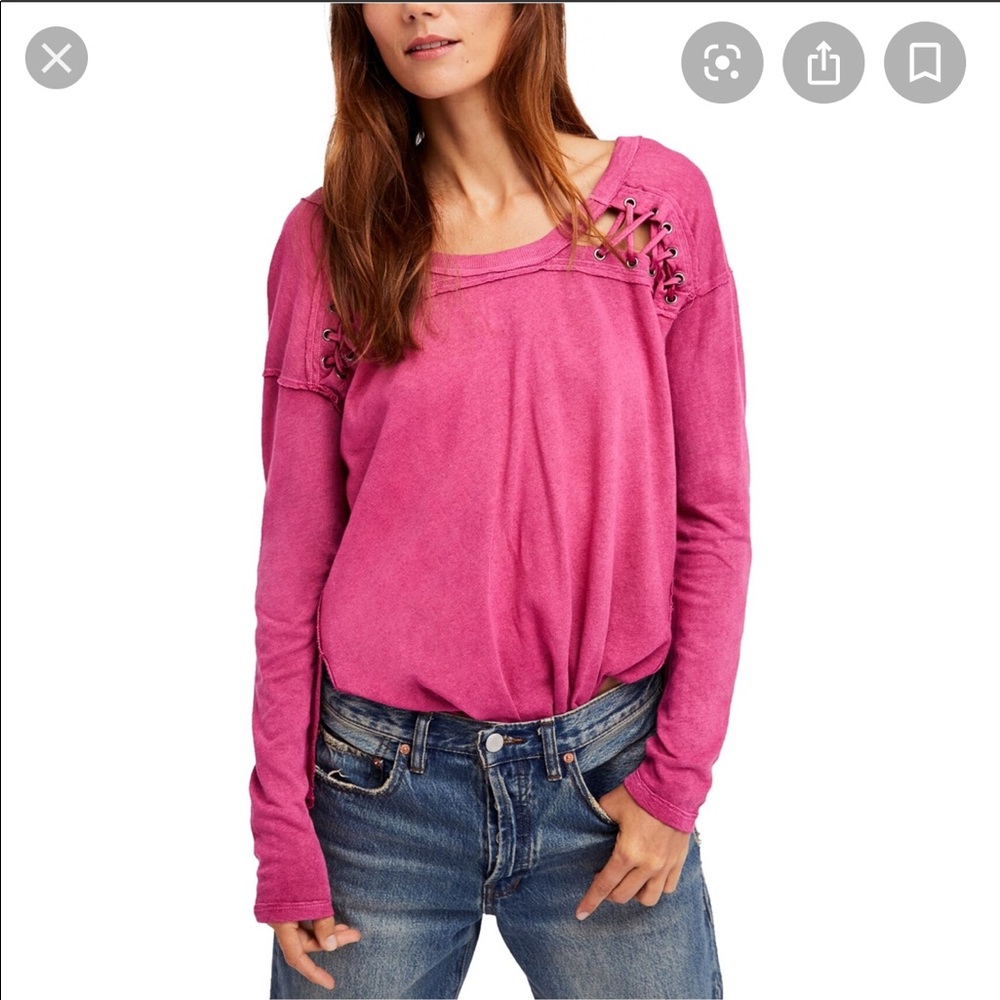 Free People First Love Lace Up Tee
